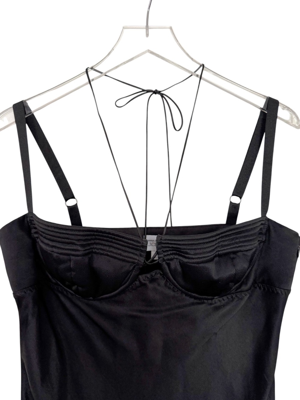 NWT J. Crew x Anna October Bustier Mini Slip Dress in Black Satin Size 14 - Picture 3 of 13